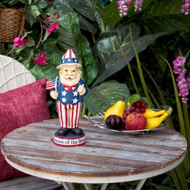 Alpine Corporation 12" H Uncle Sam Gnome of The Brave Indoor/Outdoor Garden Gnome Statue, Red/White/Blue