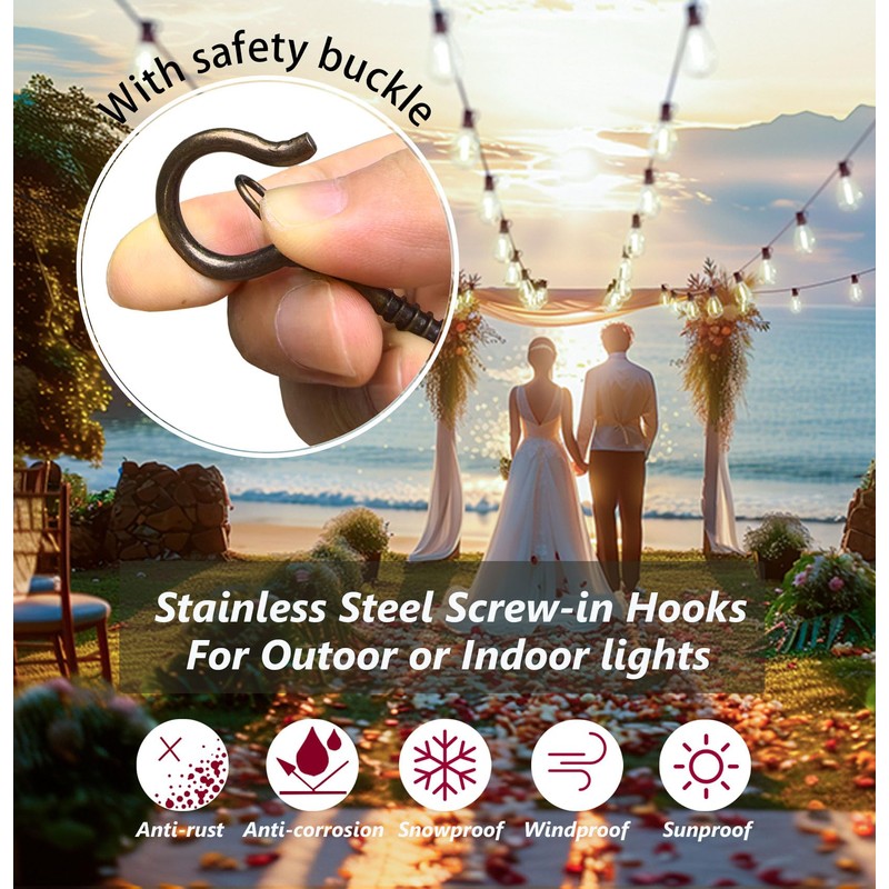 Ceiling Hooks for Hanging Plants String Lights Outdoor, Stainless Steel