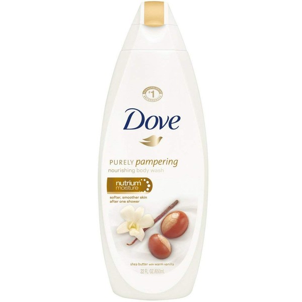Dove Purely Pampering Nourishing Body Wash, Nutrium Moisture, Shea Butter with Warm Vanilla 22 oz (Pack of 3)
