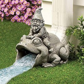 Gnomes Gutter Guardian Downspout Extension Statue for Outdoor Garden, Dwarf Frog Statue Drain Pipe Guardian Downspout Statue for Downspout Extender Decoration Gutter Extension