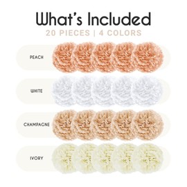 EpiqueOne Pom Poms Decoration, White/Ivory/Pe