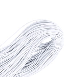 WedDecor 1mm White Elastic Cord Elastic Rope Stretch Fabric Craft String Elastic Band Sewing Thread for DIY Mask Making Bracelets Necklaces Hat Beading Jewellery, Round Cord, 10 Metres