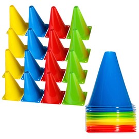 BiAnYC Cones Mini Color Cone Marker Cones 18cm (4 each color) Set of 16 with Storage Pouch