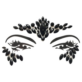 Face Jewels Gemstone Sticker Set of 4 Glitter Rhinestones Face Makeup B1809 Black x 4