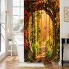 Fall Forest Shower Curtain Set,Autumn Bathroom Decor Curtain