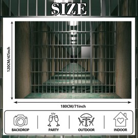 Prison Jail Bars Banner Backdrop Crime Police Mugshot Cell Theme Decor Decorations for Murder Mystery Party White Trash Party Birthday Events Supplies Kids Adults Funny Photo Booth Props Studio Kit