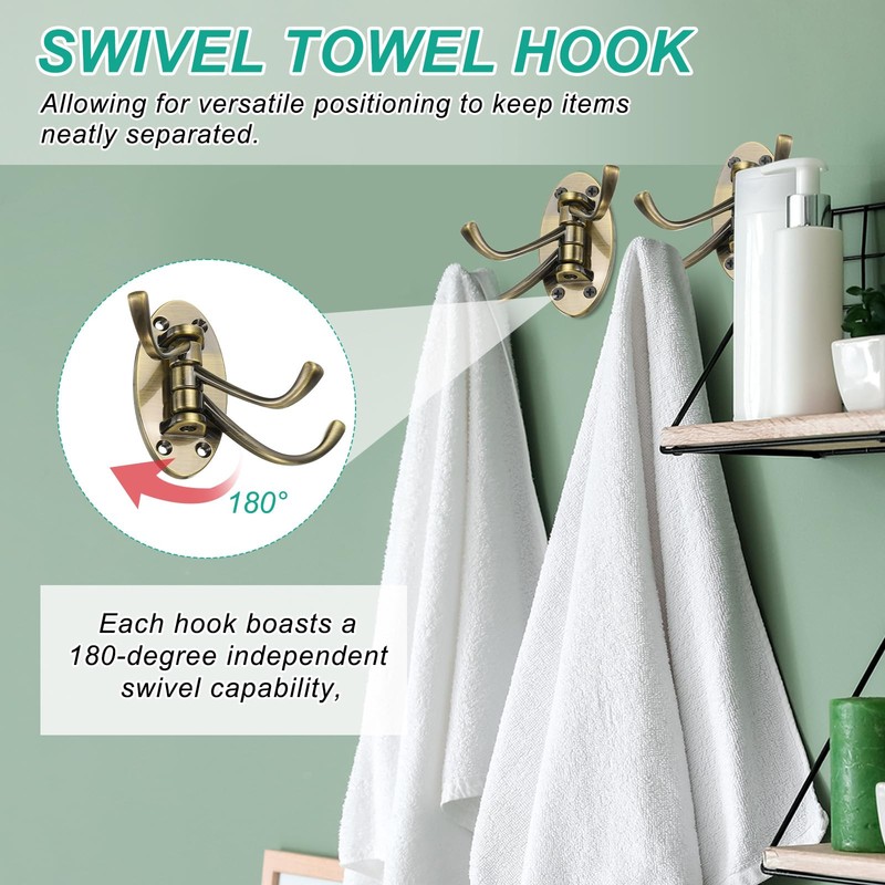 PATIKIL Swivel Wall Hooks Foldable Towel Hook Clothes Hanger Wall