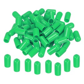 sourcing map Pack of 50 Rubber End Caps 6 mm PVC Vinyl Plastic Protective Caps Cover for Screws Bolts Thread Metal Rods Electric Cables, Wire Ropes, Bowden Cable, Round Pipe, Fence Posts, Green