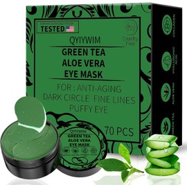 Qyiywim Parches Para El Contorno De Ojos(70 Unidades) Parches De Té Verde Para Tratar La Hinchazón De Los Ojos, Mascarillas Para Ojeras E Hinchazón, Mascarilla Para El Cuidado De La Piel Del Contorno