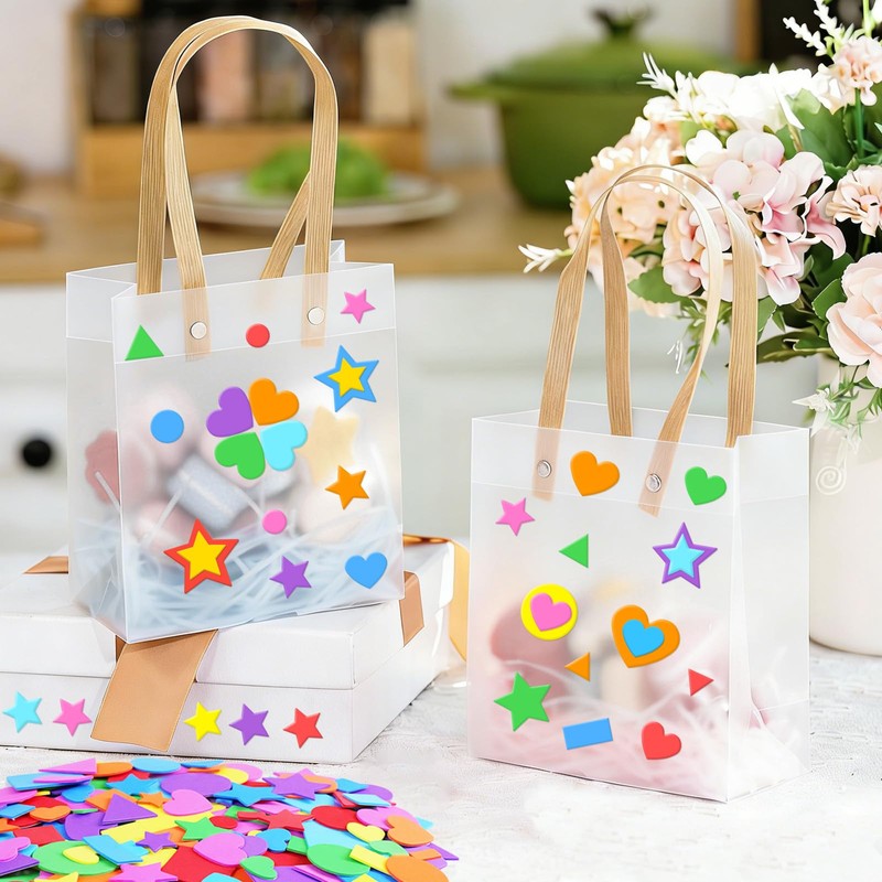 1700Pcs Foam Stickers Foam Shape Sticker Heart Star Sticker,Multicolour