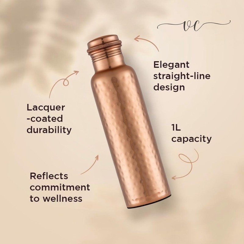 Pure Copper Water Bottle - 32 oz - Handcrafted BPA
