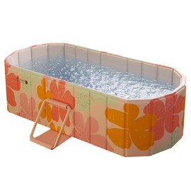 HeYi Home Portable Collapsible Foldable Ice Bath Tub, Non-Inflatable PVC Folding Soaking bathtub, Freestanding Large Spaces, Suitable for Home Outdoor Gyms (Cold/Hot Universal) (Pink)