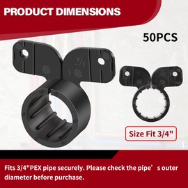 ​3/4" 50 Pcs Butterfly Pipe Clamps, Quick Snap Pex/Copper/CPvc Tubing Supports for Fast Installation.