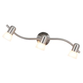 XiNBEi Lighting Track Lighting, 3 Light Wave Track Light with Glass Modern Ceiling Light Bar Brushed Nickel for Kitchen & Dining Room XB-TR1238-3-BN