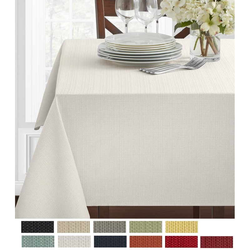 Benson Mills Textured Fabric Tablecloth (70" Round, White)
