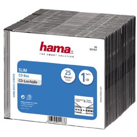Hama 51167 Slim CD Jewel Case, pack of 25, transparent/black