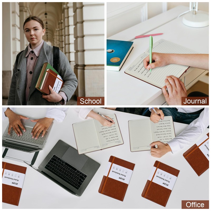 ZCZN 6 Pack Lined Journal Notebooks, 192 Pages A5 Hardcover