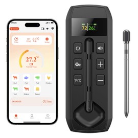 Wireless Meat Thermometer with Wireless Probe, 800Ft Remote Range Food Thermometer with iOS & Android Read App - Preprogrammed Temperatures, LCD Digital Cooking Thermometer for BBQ, Oven, Grill etc.