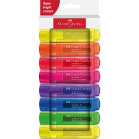 FABER-CASTELL 254648 Highlighter Set 46, Pack of 8, Neon Colours, with Durable Chisel Tip, Line Width 1-5 mm, Refillable