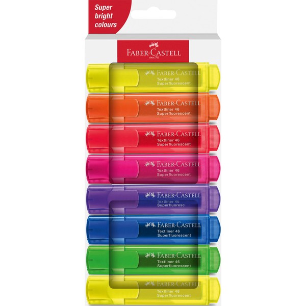 FABER-CASTELL 254648 Highlighter Set 46, Pack of 8, Neon Colours,