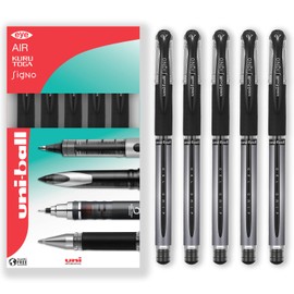 uni-ball UM-151 Signo Gel Grip Rollerball Pen – 0.7mm - In Gift Box (Pack of 5, Black)