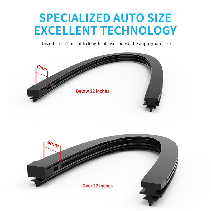 Wiper Blade Refill, 24" + 22" Wiper Refill Fit for