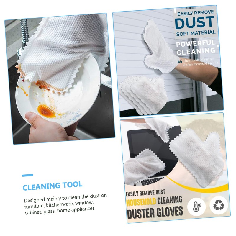 TOVINANNA 20pcs Microfibre Dust Cleaning Gloves Non-woven Mitts for Dusting