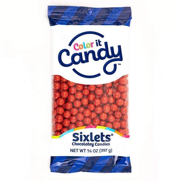 Color It Candy Red Sixlets 14 Oz Peg Bag - Perfect For Table Centerpieces, Weddings, Birthdays, Candy Buffets, & Party Favors.