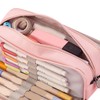 Pencil Pouch With 3 Compartments Large Capacity Double Opening Soft