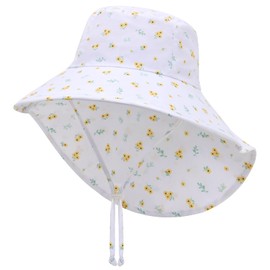 Duoyeree UV Protection Toddler Sun Hat - UPF 50+ Beach & Summer Hat for Kids - Wide Brim Hat for Boys & Girls(2-5T)