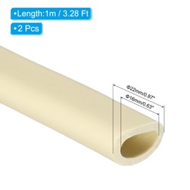 PATIKIL 16mm ID x 22mm OD x 1m Long Pipe Insulation Foam Tube, 2pcs Pipe Cover Wrap Roll EPDM Bar Tubing for Handle Grip HVAC Air Conditioner Units, Beige