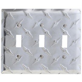 Amerelle Diamond Plate Triple Toggle Stamped Aluminum Wallplate, 3 Toggle