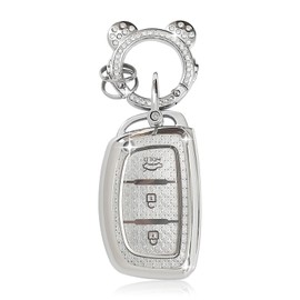 ZVRSUA Car Key Protective Case Fits Hyundai, Car Key Case, 3 Buttons, Compatible with Hyundai i20, i30, i40, ix25, ix30, ix45, Santa Fe Ioniq, Sonata, Kona, Tucson, Elantra, Solaris Accent (Silver)