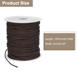 sourcing map Nylon String for Bracelets, 2mm 109 Yards Nylon Cord Satin String Beading Elastic String for Window Curtain Blind Bracelets Sewing Necklace Crafts, Brown