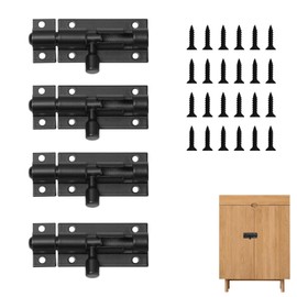 4Pcs Black Bolt Lock 2 Inch Door Bolt Small Door Lock with Screws Safety Sliding Bolt Lock Aluminium Alloy Door Bolts for Internal Doors Bedroom Bathroom Garden Gate Door Lock Bolt
