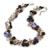 Avalaya Black Ceramic Bead & Purple/Natural Shell Composite Silver Tone