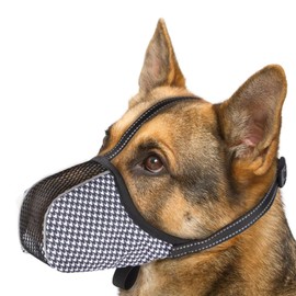 NACOCO Medium Dog Breathable Muzzle - Lightweight Mesh Muzzle Prevent Biting Chewing Barking Soft Dog Mouth Guard Cover Adjustable (Large)