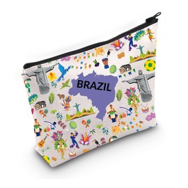 PWHAOO Brazil Lover Gift Brazil Icons Makeup Bag Moving to Brazil Cosmetic Bag Welcome to Brazil Souvenir Gift Brazil Vacation Gift (Brazil Icons M C)