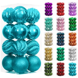 XmasExp 20ct Christmas Balls Ornaments - Shatterproof Large Hanging Ball Decorative Xmas Balls for Holiday Wedding Party Xmas Tree Decoration(3.15"/80mm, Lake Blue)