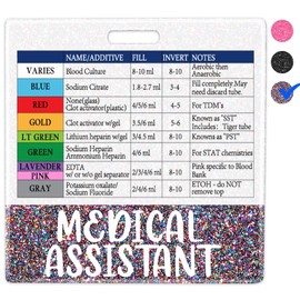 Plifal Medical Assistant Phlebotomist Badge Buddy with Order of Blood Draw Reference Card - Phlebotomy MA Nurse Essentials Accessories for Hospital, Colors Horizontal Flash Card Cheat Sheet