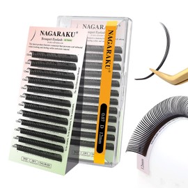 NAGARAKU Bouquet Eyelash Extensions, 5D Flower Spikes Lashes Premade 5D Flora Lash Extension, Matte Black Wispy Volume Eyelashes for Fairy Manga Style Salon Use 12 Rows (0.07 D Curl 12mm)