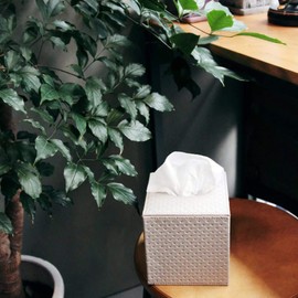 J JACKCUBE DESIGN Square Paper Facial Tissue Box Cover Holder for Bathroom Vanity Countertop, Bedroom Dressers, Napkin Holder with Velcro Strap on Bottom, Dull Silver Quilted Faux Leather - MK272c