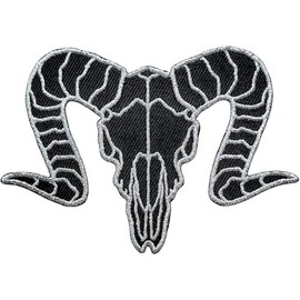 Pinsanity Black Goat Skull Iron-On Embroidered Patch