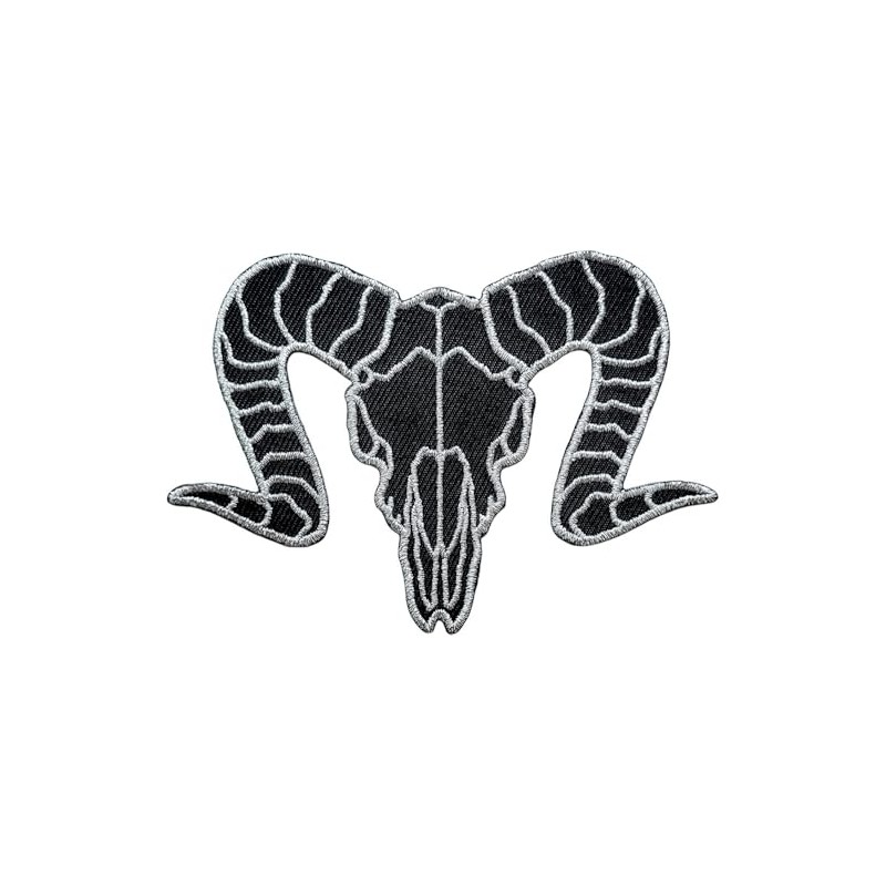 Pinsanity Black Goat Skull Iron-On Embroidered Patch