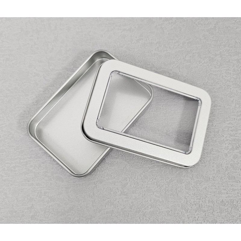 Ruwado 4 Pcs Metal Containers with Clear Window Empty Rectangular