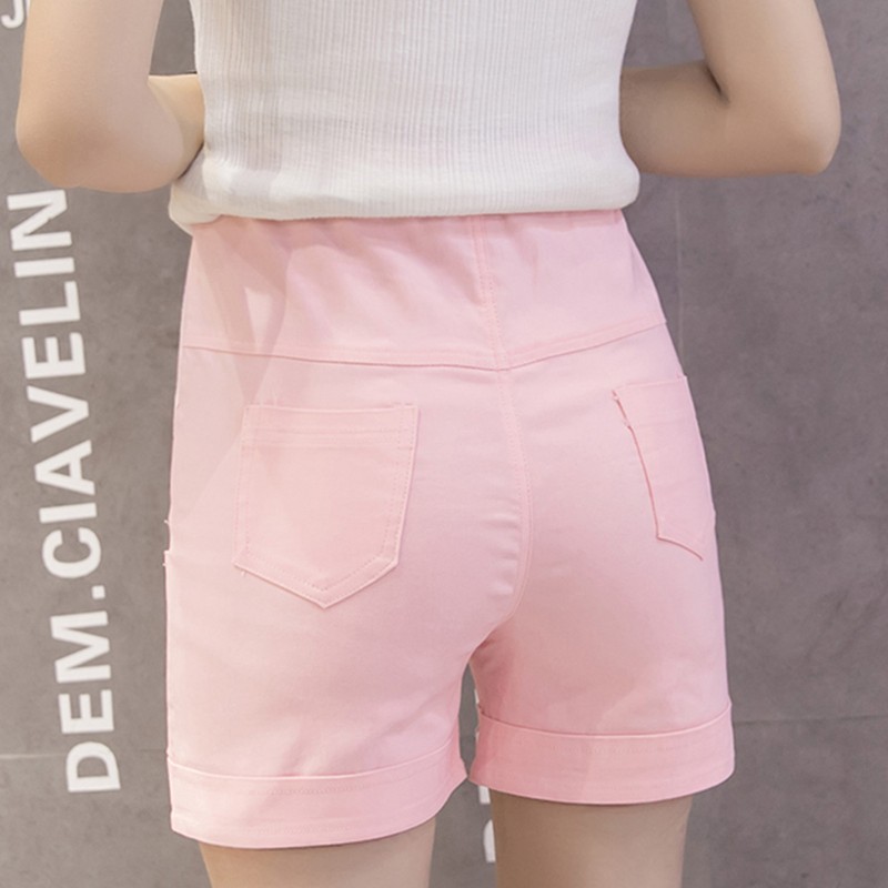 Maternity Summer Shorts High Waist Elastic Cotton Breathable Pregnancy Belly