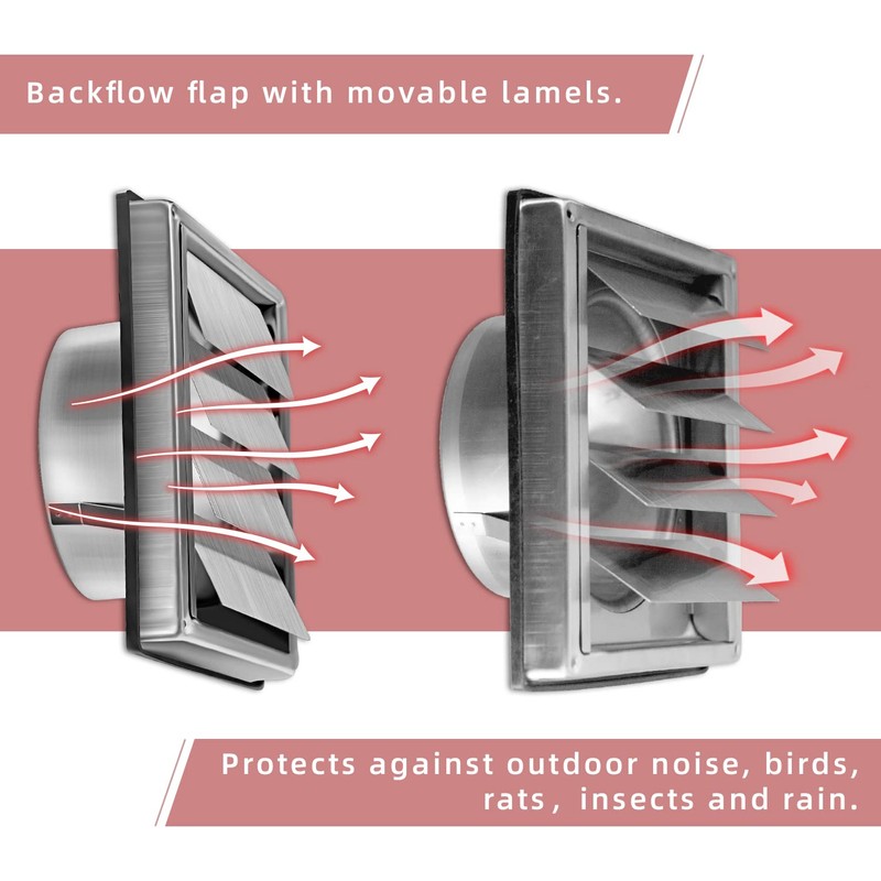 WeCooper 304 Stainless Steel Gravity Grille 100mm 4 inch Ducting