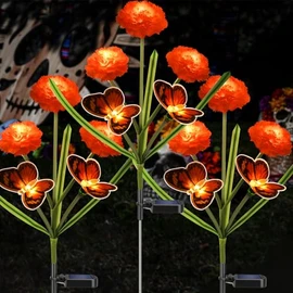 Dia de Los Muertos - Luces de flores de caléndula con energía solar para exteriores
