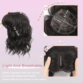 YOOSDPET Hair Toppers for Women with Thinning Hair, 3D Toppers Pieces for Women Middle Part Clip in Bangs Synthetic Curly Wavy Daily (4/4K, Side bangs)