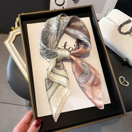 CHCYWJGJ 27" Womens Satin Square Scarf Silk Feeling Hair Wrapping Square Satin Head Scarf Headscarf Silk Feeling Scarf for Hair Wrapping，Breathable Lightweight